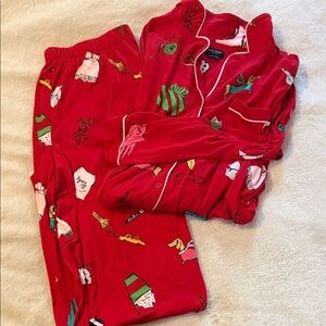 Kate Spade Red Christmas Holiday Pajama Set